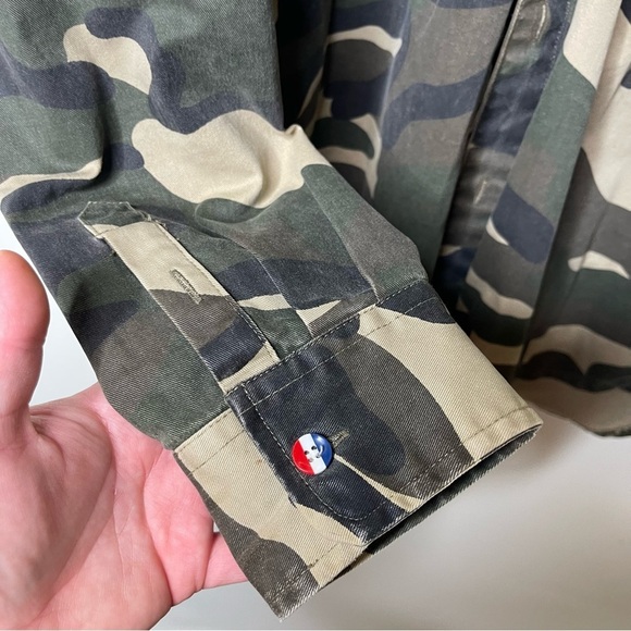 Reves men camouflage green button down jacket with embroidery tiger and eagle XL - Picture 5 of 10